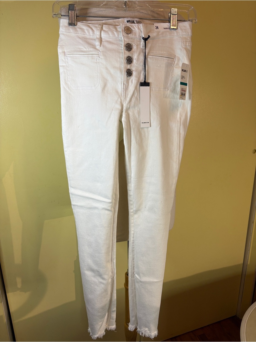 William Rast White High-Rise Button-Fly Jeans. Justin Timberlake brand